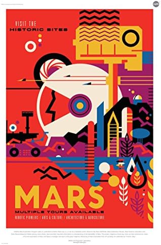 Mars: Tarihi Yerleri Ziyaret Edin-NASA JPL Uzay Turizmi Seyahat Posteri-Çerçevesiz (24 x 36) - Sertifikalı Dijital Füzyon Baskı