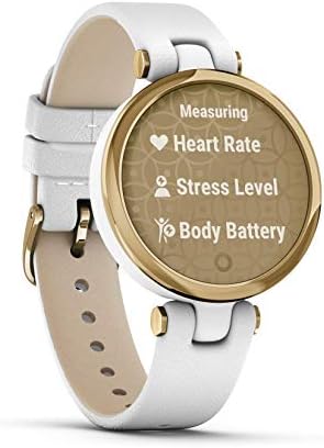 Wearable4U Güç Paketi Paketi ile Garmin Lily Kadın Fitness Klasik Smartwatch (Beyaz İtalyan Deri Bantlı Hafif Altın Çerçeve)