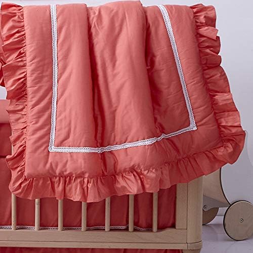 Brandream Beşik Yatak Setleri Kızlar için Lüks Mercan Yumuşak Yorgan Seti Bebek Kreş Dekor için, Mısır Pamuk, 3 Parça