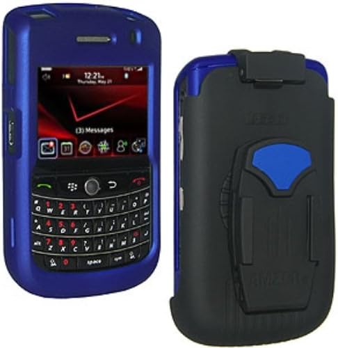 BlackBerry Tour 9630 için Ekran Koruyucu ile Amzer Kılıf Kauçuk Snap-On Sert Plastik Kabuk CaseCombo-Mavi