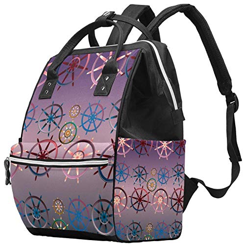Renkli deniz direksiyon bezi Tote çanta mumya sırt çantası Nappy çanta hemşirelik çanta bebek bakımı için