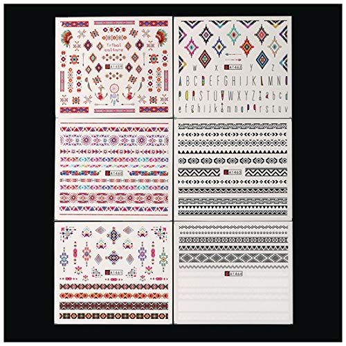 12 Levhalar Bohemia Tırnak Çıkartmaları Su Transferi Nail Art Etiketler Akrilik Çivi Tırnak Dekorasyon Kitleri için Vintage Nail