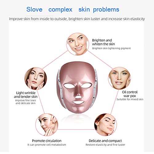 Led Yüz Maskesi HIMESAMA 7 Renk Led yüz maskesi ile Boyun için Sağlıklı cilt Gençleştirme Cilt Sıkılaştırma Kırışıklıkları Tonlama
