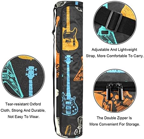 Renkli Elektrik ve Akustik Gitar Yoga Mat Çanta Tam Zip Yoga Taşıma Çantası için Kadın Erkek, egzersiz Yoga Mat Taşıyıcı ile