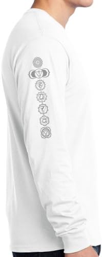 Sizin İçin Yoga Giyim Mens 7 Çakralar Uzun Kollu Tee Gömlek-Kol Baskı
