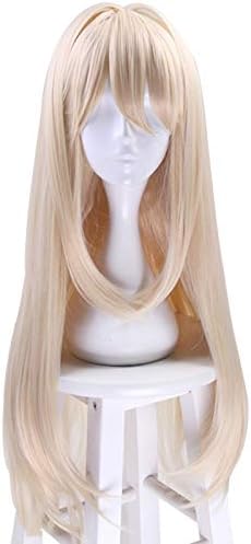 Saç uzantıları peruk uzun dalga sarışın sentetik saç Cosplay peruk Cadılar Bayramı saç parçaları için (Renk: C)