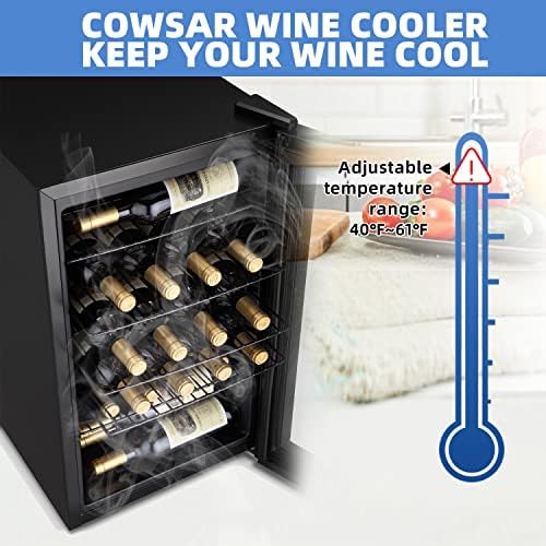 COWSAR Wine Cooler-Cam Kapılı Mini İçecek Soğutucu Buzdolabı, Dolap Küçük Mini Kırmızı ve Beyaz Şarap Mahzeni Bira Tezgah Üstü
