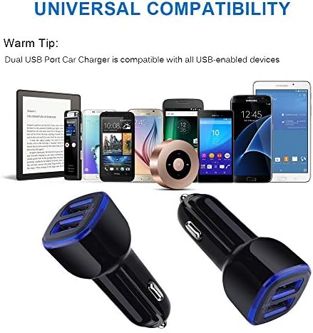 Araba iphone şarj cihazı, 3 Paket 2.4 A Çift Bağlantı Noktalı Hızlı Şarj Araç Çakmak USB Adaptörü Araba Fişi iphone şarj cihazı