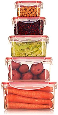 Sealco Gıda Depolama Yemek Hazırlama Öğle Yemeği Kutusu Kapaklı Konteynerler-5 Paket Set-Yeniden Kullanılabilir Plastik Kaplar-BPA