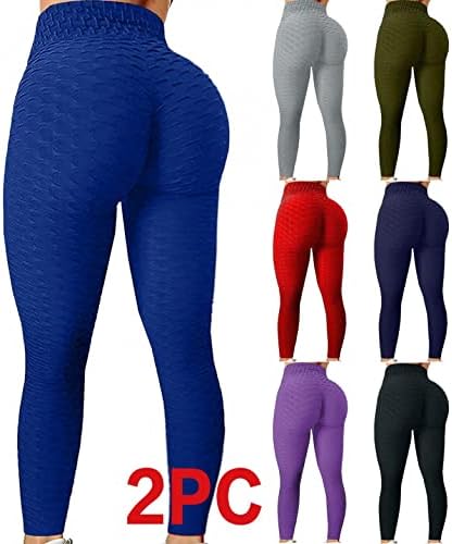 Bir Bayan Yoga Pantolon 2 Paket, yüksek Belli Tayt Kadınlar için Workuot Karın Kontrol Dikişsiz Ezme Spor Spor Legging Kısa