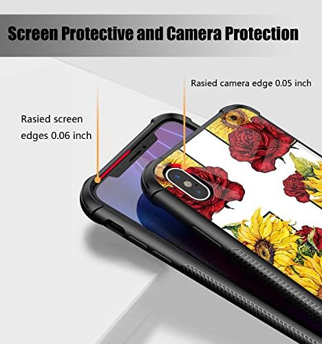 ıPhone Xs Max Durumda,Çapraz Ayçiçeği Gül Desen Temperli Cam Kızlar Kadınlar için [Anti-Scratch] Dört Köşe Tasarım Kapak iphone