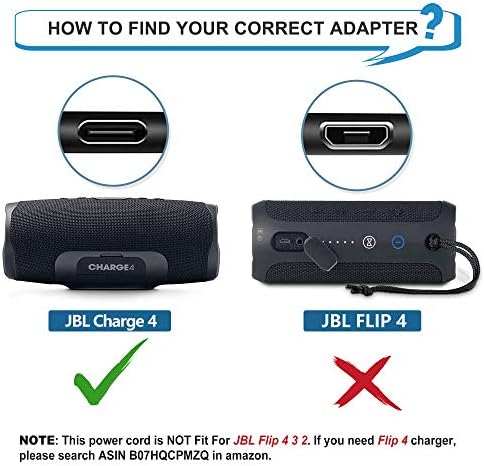 PwrON AC Adaptör Şarj için JBL Şarj 4, JBL Flip 5, Darbe 4, Jr Pop Hoparlör, dayanıklılık Tepe Kablosuz Kulaklık Bluetooth Hoparlörler
