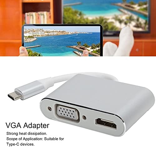 Heayzoki USB VGA Dönüştürücü, VGA Adaptör Tip-C'den Yüksek Çözünürlüklü Multimedya Arayüzüne Küçük Ekrandan Büyük Ekrana 4K Dönüştürücü,