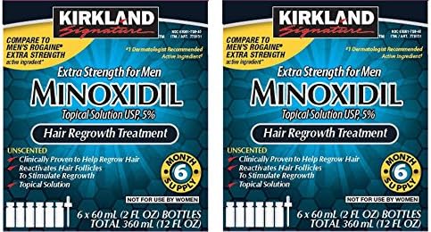 Kirkland Minoxidil 5 yüzde Ekstra Güç Saç Dökülmesi Büyütme Tedavisi Erkekler, 2 Paket (6 Aylık Tedarik)