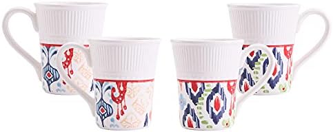 Bico Oriental Ruyi Seramik Kupalar, 4'lü Set, Kahve, Çay, İçecek, Mikrodalga ve Bulaşık Makinesinde Yıkanabilir