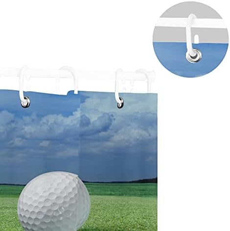 Oyıhfvs Golf Topu Sahası Yeşil Çim Mavi Gökyüzü Su Geçirmez Duş Perdesi, Makinede Yıkanabilir Küvet Durak Perde Astar, Hiçbir