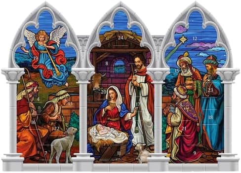 Ayakta Triptik Doğum Sahnesi Dini Advent Takvimi, Resimler ve İncil Ayetleri ile Noel 2021 Etkinliğine Katolik Geri Sayım, 11.25
