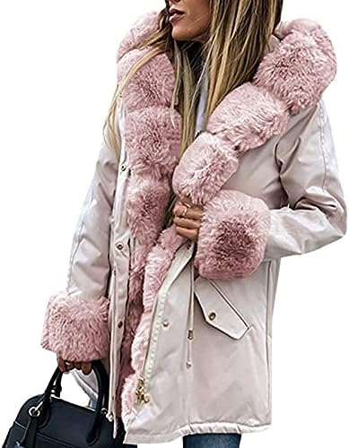Kadın Moda İpli Hoodie Ceket Faux-Kürk Kış Sıcak İç Polar Yastıklı Ceket Kış Ceket İnce Fermuar Kapşonlu