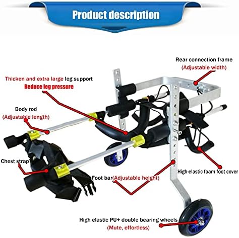 RXBD Ayarlanabilir 2-Wheel Köpek Tekerlekli Sandalye, Pet Engelli Arka Ayakları Yürüyüş Doggie / Köpek Rehabilitasyon Sepeti,