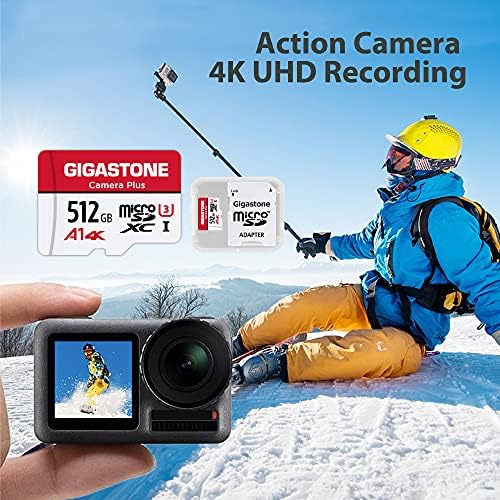 Gigastone 512GB Micro SD Kart, Kamera Artı, GoPro, Aksiyon Kamerası, Spor Kamerası, A1 Akıllı Telefon için Uygulamayı Çalıştır,