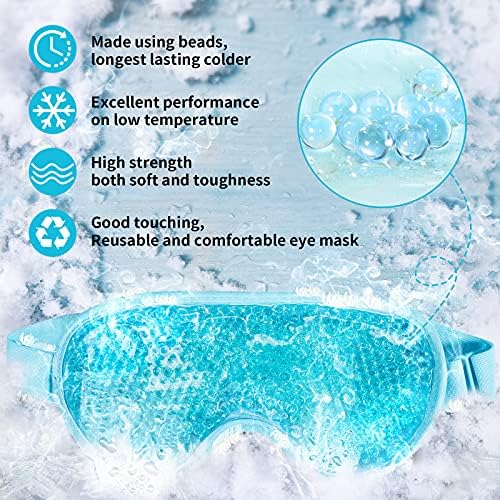 Soğutma Buz Jeli Göz Maskesi - Yeniden Kullanılabilir Göz Maskeleri, Baş Ağrısı, Şişlik, Migren, Stres Giderme için Peluş Destekli