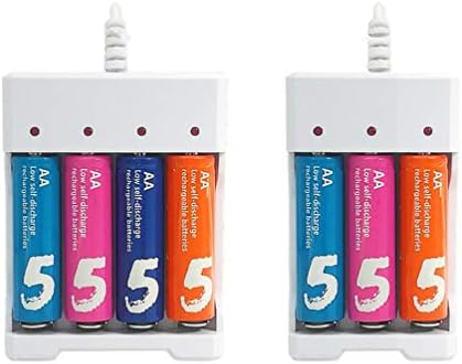 Emilykylie USB Yuvaları pil şarj cihazı Hızlı Şarj Kısa Devre Koruması AAA ve Aa Beyaz