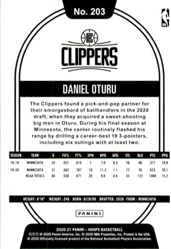 Los Angeles Clippers 2020 2021 Çemberler Fabrika Mühürlü Takım Seti Daniel Otu Çaylak kartı ile