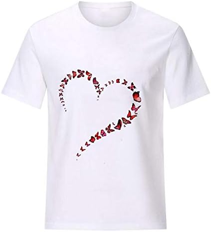 Bayan baskı kalp O-boyun T-Shirt Casual kısa kollu tee Tops yumuşak moda gömlek yaz aylarında kadınlar için