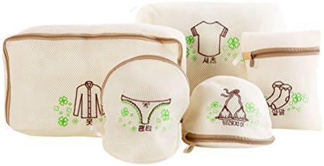 OUNONA 5 PCS Çift Katmanlı Örgü çamaşır torbası Kalınlaşmak Fermuarlı Çamaşır Net ıçin Narin Bluz Çorap Iç Çamaşırı Sutyen Iç