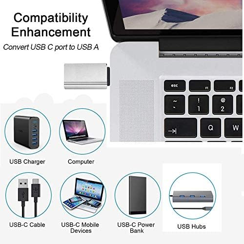 Rosyclo USB C Dişi USB Erkek Adaptör (4 Paket), C Tipi USB A Şarj Kablosu Adaptörü, Uyumlu MacBook Pro / MacBook, Güç Bankaları,
