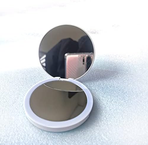 LED Ayna D06 Yuvarlak Aydınlık Çift Taraflı Makyaj Taşınabilir Küçük Ayna