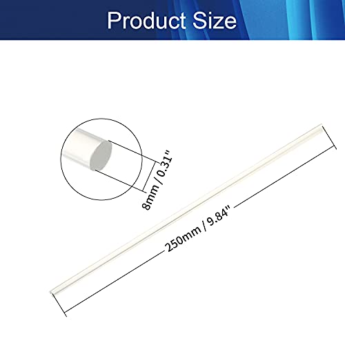Jutagoss Akrilik Yuvarlak Çubuk Katı Plastik Bar DIY El Sanatları için 8mm Çap 250mm Uzunluk Şeffaf 2 Adet
