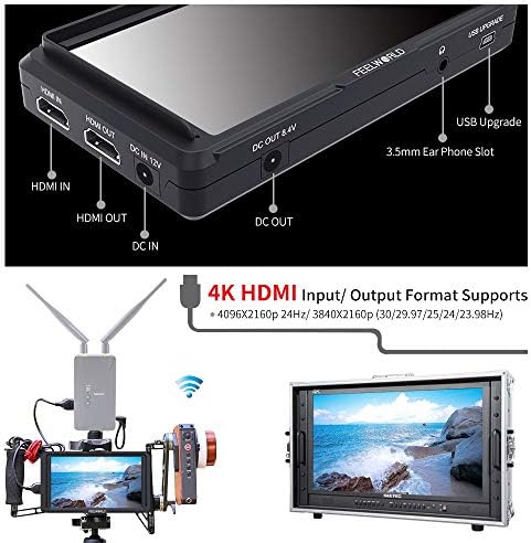FEELWORLD 5 inç Peaking Odak Yardımı Kamera Alan video monitörü IPS Ekran ile 4 K HDMI Döngü Aracılığıyla ve 8.4 V DC Giriş