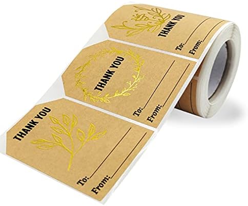 Teşekkür Ederim Çıkartmalar Rulo Etiketler 3” x2 Yapıştırıcı Kraft Kağıt Hediye Etiketleri Dekoratif Sızdırmazlık Çıkartmalar