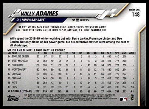 2020 Topps Altın Yıldız Beyzbol 148 Willy Adames Tampa Bay Rays Yeşil WM Sınırlı Sayıda Fabrika Setinden Bireysel Resmi MLB