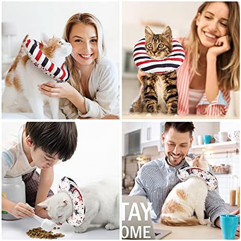 Nuanchu 2 Parça Yurtsever Kedi Kurtarma Yaka Amerikan Bayrağı Yumuşak Koni E-Yaka Sevimli Boyun Koni Ayarlanabilir Pet Elizabeth