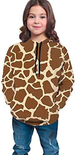 Zürafa cilt Desen Hayvan Sevimli Erkek Kız Çocuk Genç Hoodies Moda Kazak Cep Tişörtü