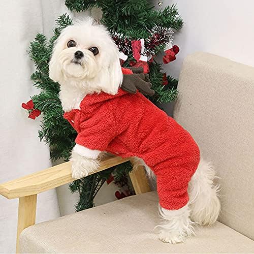 Sevimli Ren Geyiği Cosplay Pet Kostüm Noel Kedi Köpek Geyik Kostüm Yavru Yavru Tulum Giyim Yumuşak Mercan Kadife Polar Pijama
