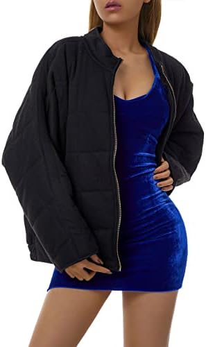 Kadın Dolman Hafif Kapitone Ceketler Uzun Kollu Standı Boyun Zip Up Ceket Kaban Katı Renk Sıcak Kış Dış Giyim