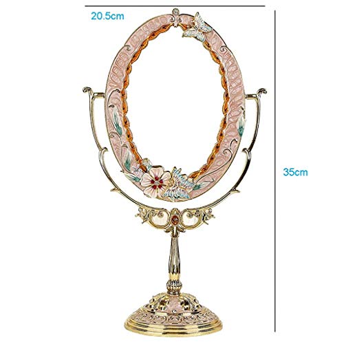 FFLJT makyaj aynası-Metal Ayna Masaüstü Büyük makyaj aynası HD Güzellik Retro Prenses Ayna Dekorasyon Süsler (Renk: B)