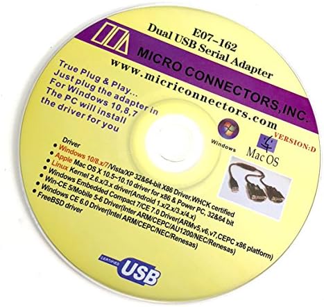 Micro Connectors, Inc. Tak ve Çalıştır USB'den Çift Seri DB9 Adaptörüne Windows 10 / Win 8/7 / XP / Vista / Mac (E07-162)