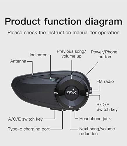 Motosiklet Bluetooth Kulaklık Q7, Motosiklet İletişim Sistemleri için Kask Bluetooth FM Radyo ile Motosiklet İnterkom Su Geçirmez,