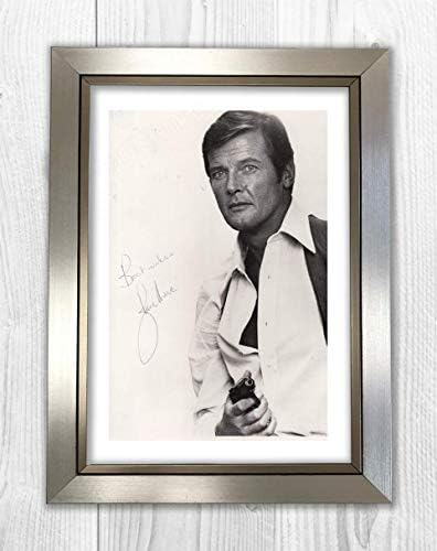 Iyi Ahşap Yorkshire Roger Moore James Bond 007 Üreme Imza Fotoğraf Resim Posteri A4 Baskı (Siyah Çerçeve)