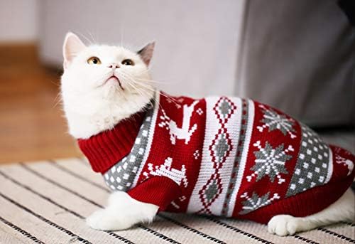 Vehomy Köpek Noel Kazak Pet Kış Triko Noel Giyim Klasik Sıcak Palto Ren Geyiği Kar Tanesi Argyle Kazak için Kitty Yavru Kedi