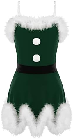 Hansber Büyük Kızlar Noel Kıyafeti Sequins Şekil Buz Pateni Bale Dans Leotard Elbise ıle Şapka Kol Kollu