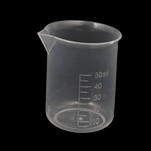 X-DREE 5 Adet 50 Ml Okul Laboratuvar Şeffaf Plastik Sıvı Konteyner Ölçüm Fincan Beher (Becher della tazza di misurazione del