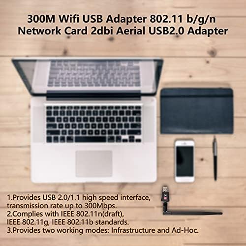 Mini Kablosuz USB Adaptörü 300 M 2.4 Ghz 802.11 b/g/n Ağ Kartı USB2.0 WiFi Adaptörü ile 2dbi Anten Masaüstü Dizüstü PC için