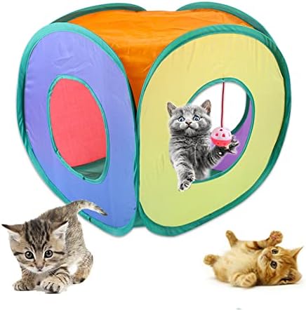 21 PCS Kedi Yavru oyuncak seti, Katlanabilir Kedi Tünelleri için Kapalı Kediler, Interaktif Kedi Tüy Oyuncak Kabarık Fare Buruşuk