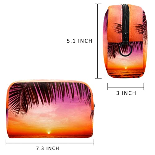 Palm günbatımı kozmetik çantası seyahat çok fonksiyonlu tuvalet organizatör çanta kadın kızlar için