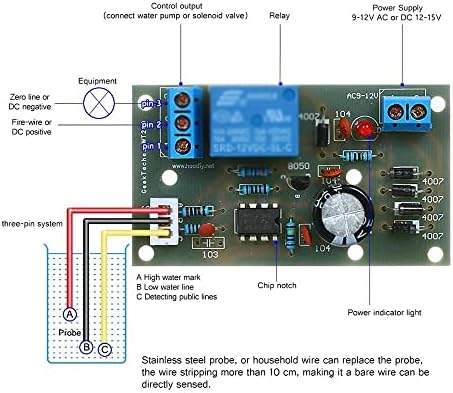 KEDUODUO Su Akış Sensörü Seviye Kontrolörü Su Seviyesi Algılama Sensörü Modülü 9-12 V AC Veya DC 12-15 V Röle Kontrol Anahtarı
